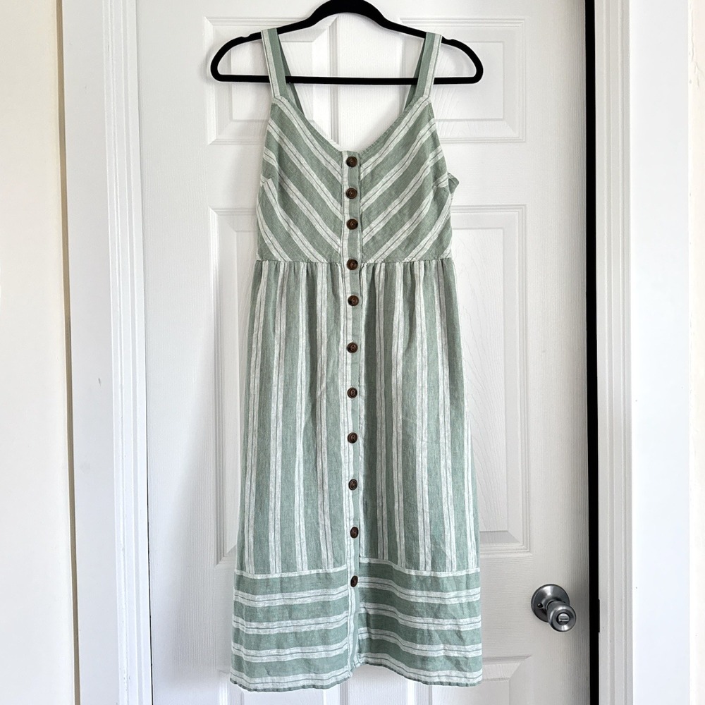 Universal Thread Green and White Striped Midi Dress